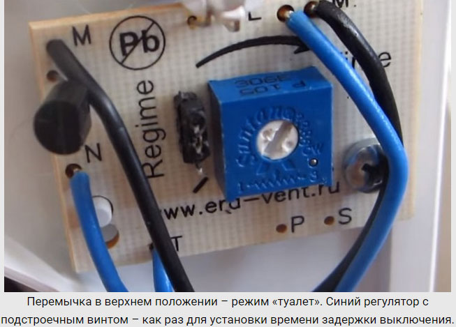 режим работы туалет у вентилятора ERA
